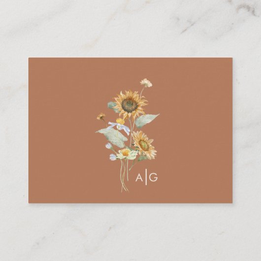 Carte D'accompagnement Tournesol Rustique Beige Mariage Réception (Dos)