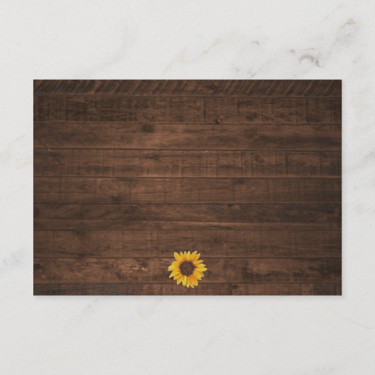 Carte D'accompagnement Tournesol Rustique Éclairage Réception de mariage (Dos)
