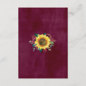 Carte D'accompagnement Tournesol Rustique Lights Floral Mariage Réception (Dos)