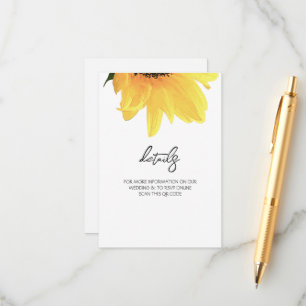 Carte D'accompagnement Tournesols à l'aquarelle Mariage minimaliste éléga