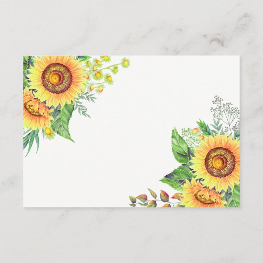 Carte D'accompagnement Tournesols rustiques Chic Clean Mariage Détails In (Dos)