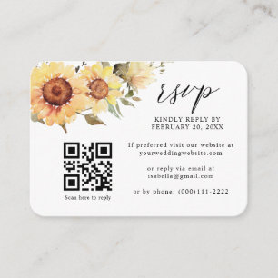 Carte D'accompagnement Tournesols rustiques Chute Florale QR Code Mariage