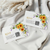 Carte D'accompagnement Tournesols rustiques & Lavander Mariage QR Code RS