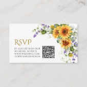 Carte D'accompagnement Tournesols rustiques & Lavander Mariage QR Code RS (Devant)