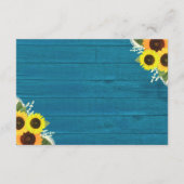Carte D'accompagnement Tournesols Turquoises rustiques Mariage Santé et s (Dos)