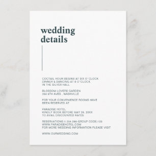 Carte D'accompagnement Tout simplement blanc, teal détails