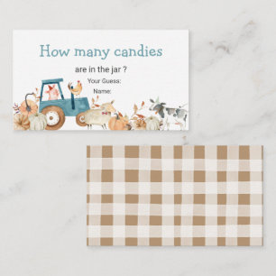 Carte D'accompagnement Tracteur citrouille animal de ferme Combien de bon