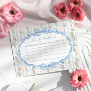 Carte D'accompagnement Traditions de la famille des Bow de fleurs rose et