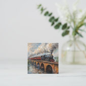 Carte D'accompagnement Train à vapeur sur un pont - Peinture à l'huile (Debout devant)