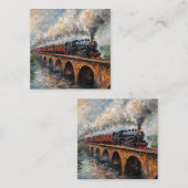 Carte D'accompagnement Train à vapeur sur un pont - Peinture à l'huile (Devant / Derrière)