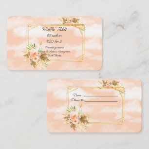 Carte D'accompagnement Trame or Coral Aquarelle Fleurs Raffle