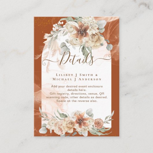 Carte D'accompagnement Trending Terracotta Pampas Grass Mariage (Devant)