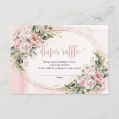 Carte D'accompagnement Trendy Blush Pink Floral Eucalyptus Diaper Raffle (Devant)