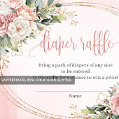 Carte D'accompagnement Trendy Blush Pink Floral Eucalyptus Diaper Raffle