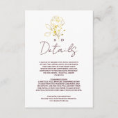 Carte D'accompagnement Trendy Deep Burgundy Gold Monogram Wedding Details (Devant)