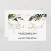 Carte D'accompagnement Trendy tropicale feuille verdure or tombole de cou (Devant / Derrière)