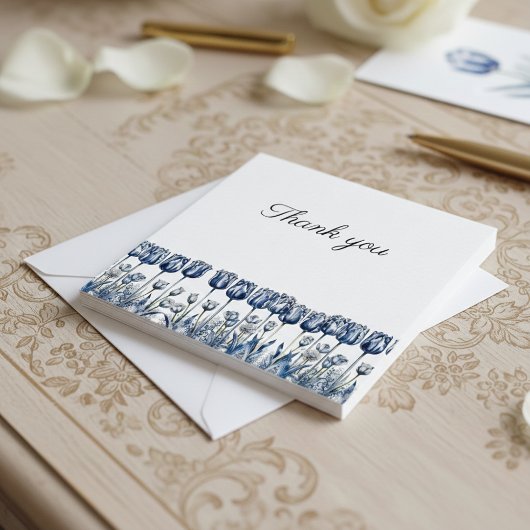 Carte D'accompagnement Trois Tulipes Bleu de Delft