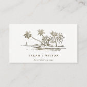 Carte D'accompagnement Tropical Beach Palm Sketch Gold Mariage Website (Devant)