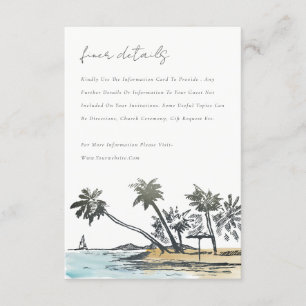 Carte D'accompagnement Tropical Beach Palm Tree croquis Mariage détails
