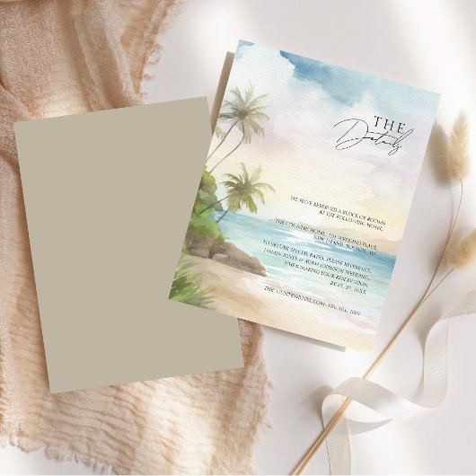 Carte D'accompagnement Tropical Beach Palm Trees Détails du Mariage