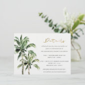 Carte D'accompagnement Tropical Beach Palm Trees Rustic Mariage Détail (Debout devant)