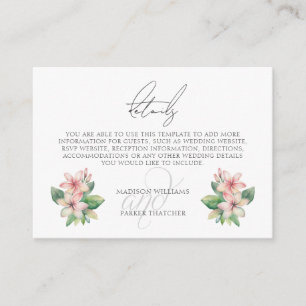 Carte D'accompagnement Tropical Beach Wedding Détails