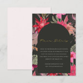 Carte D'accompagnement Tropical Boho Red Dark Floral Détails du Mariage (Devant / Derrière)