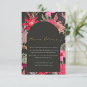 Carte D'accompagnement Tropical Boho Red Dark Floral Détails du Mariage (Debout devant)