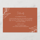 Carte D'accompagnement Tropical Boho Rust Détails du Mariage (Devant)