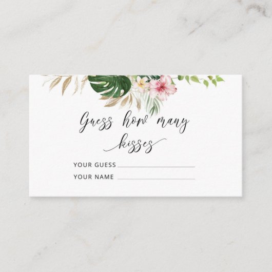 Carte D'accompagnement Tropical devinez combien de baisers jeu nuptial (Devant)