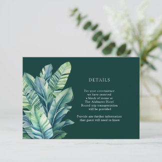 Carte D'accompagnement Tropical Exotic Foliing Feuilles Détails Boîtier