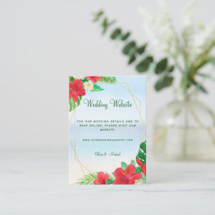 Carte D'accompagnement Tropical Floral and Gold Beach Wedding Site web En