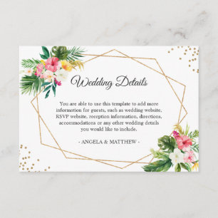 Carte D'accompagnement Tropical Floral Feuilles Mariages Détails Réceptio