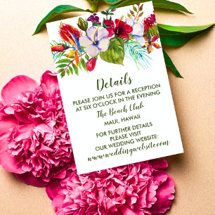 Carte D'accompagnement Tropical Floral Island Hibiscus Green Details
