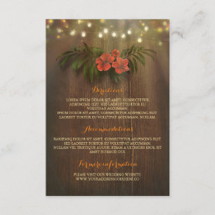 Carte D'accompagnement Tropical Floral String Lights Beach Mariage Insére