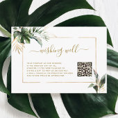 Carte D'accompagnement Tropical Foliage Gold Wishing Well with QR Code