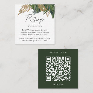 Carte D'accompagnement Tropical Greenery Botanical QR Code Mariage RSVP