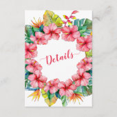 Carte D'accompagnement Tropical Hawaiian Hibiscus Détails Mariage (Devant)