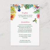 Carte D'accompagnement Tropical Hawaiian Hibiscus Détails Mariage (Dos)