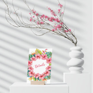 Carte D'accompagnement Tropical Hawaiian Hibiscus Détails Mariage