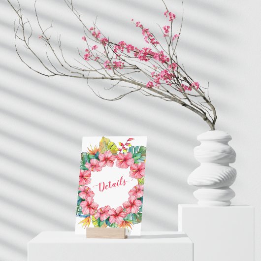 Carte D'accompagnement Tropical Hawaiian Hibiscus Détails Mariage