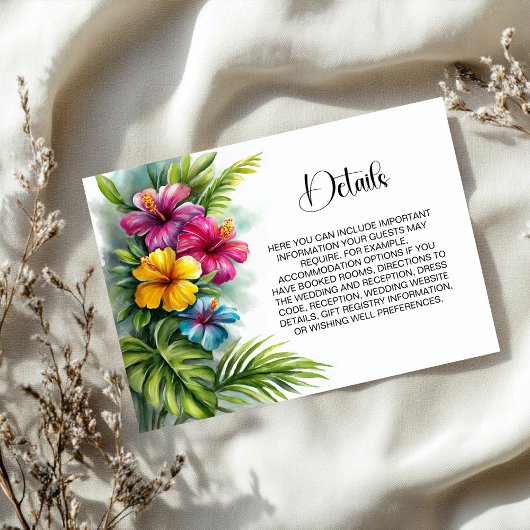 Carte D'accompagnement Tropical Hibiscus Wedding Details
