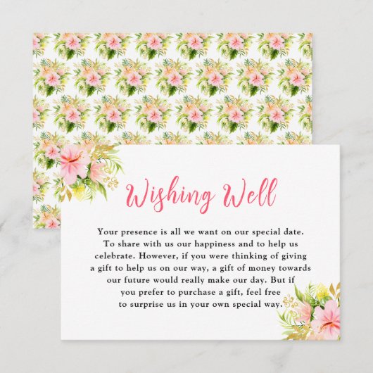 Carte D'accompagnement Tropical Jungle Floral Wedding Wishing Well (Devant / Derrière)