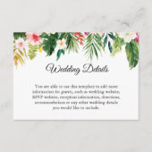 Carte D'accompagnement Tropical Leave Floral Wedding Détails de la récept (Devant)