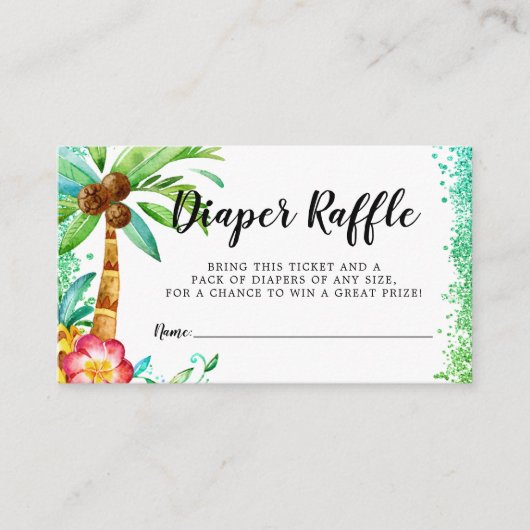 Carte D'accompagnement Tropical Luau Aquarelle Parties scintillant Déchet (Devant)