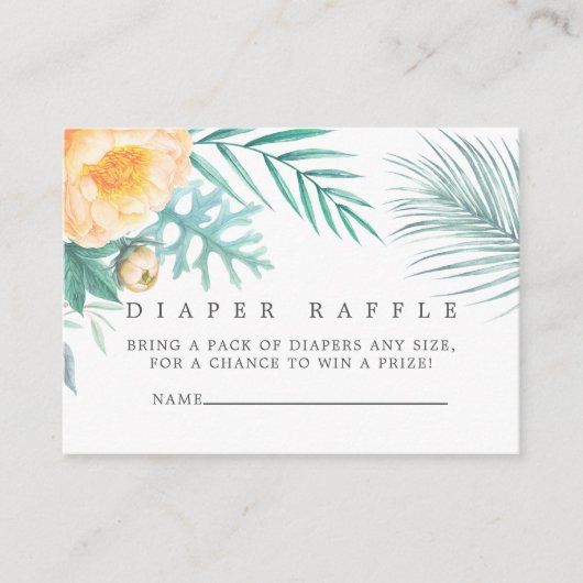 Carte D'accompagnement Tropical Mint Floral Baby shower Déchets Raffle (Devant)