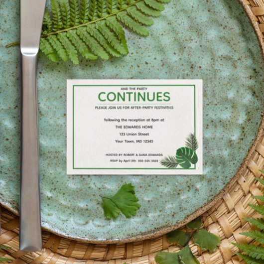 Carte D'accompagnement Tropical Moderne Mariage après la fête