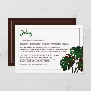Carte D'accompagnement Tropical Monstera Beach Wedding Détail