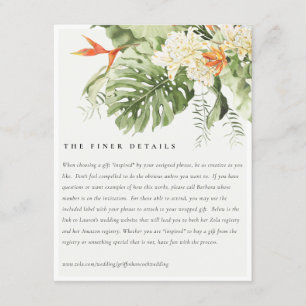 Carte D'accompagnement Tropical Orange Green Botanical Détails sur le Mar