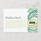 Carte D'accompagnement Tropical Palm Feuilles, Beach Wedding Détails (Devant)